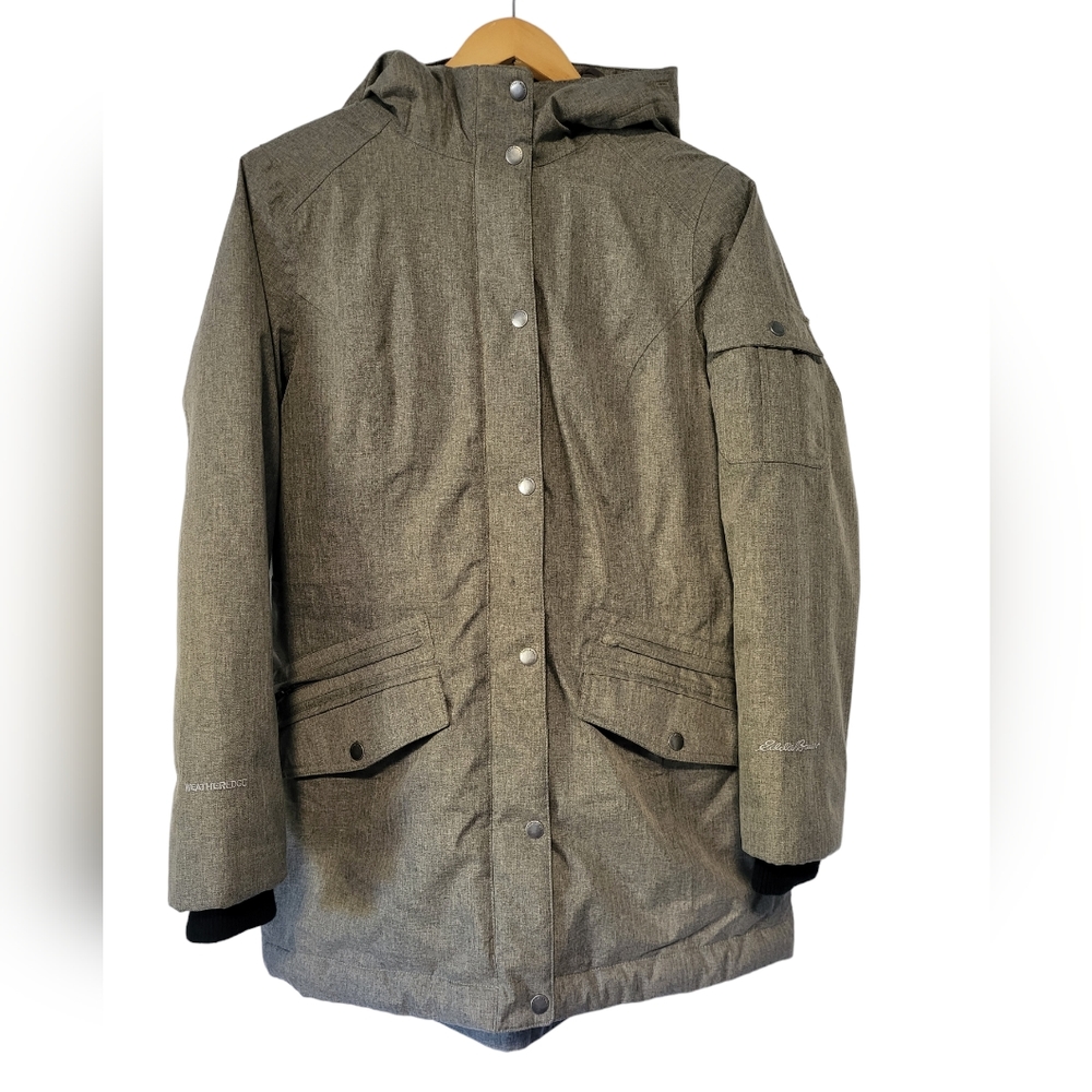 Eddie Bauer Olive Green Hooded Puffer Coat